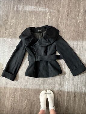 ❤️‍🔥lilibleu Black Belted Peplum Trench Coat